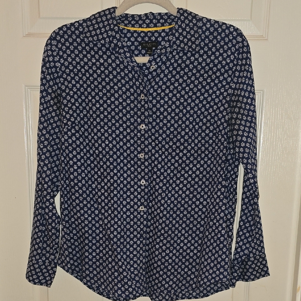 Talbots Blue and‎ White Floral Shirt
